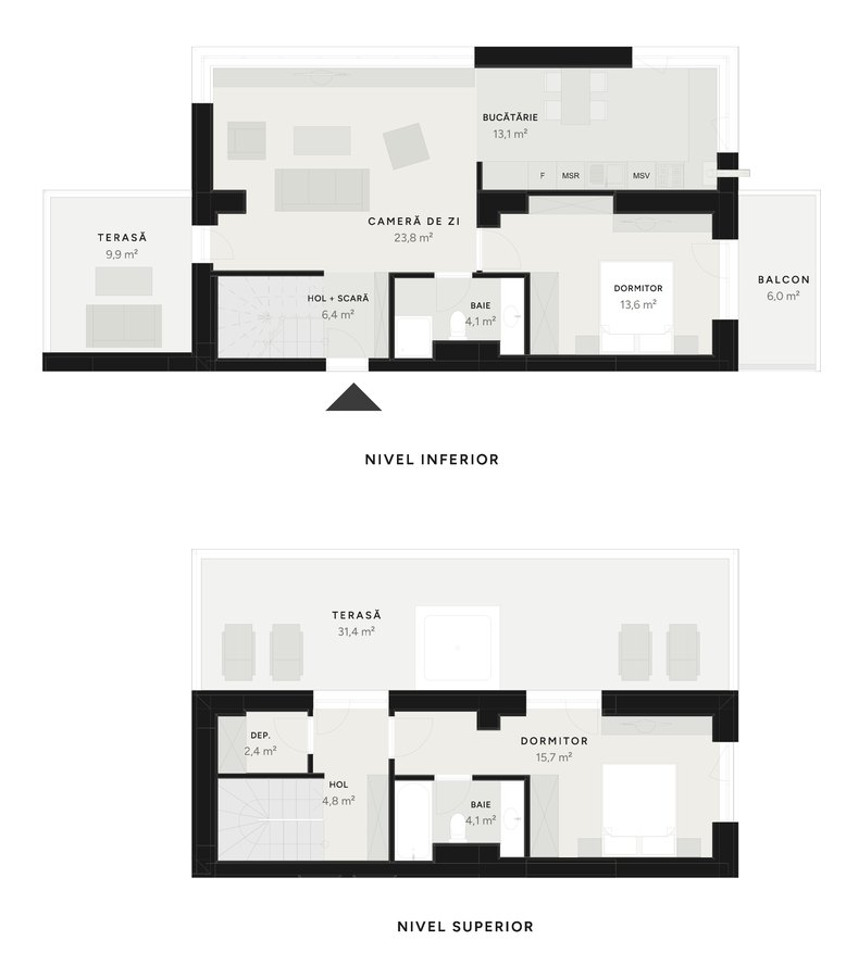 Plan duplex 3 camere TIP 16B – 135,4 m² utili – Avrig Park Residence, Faza 2